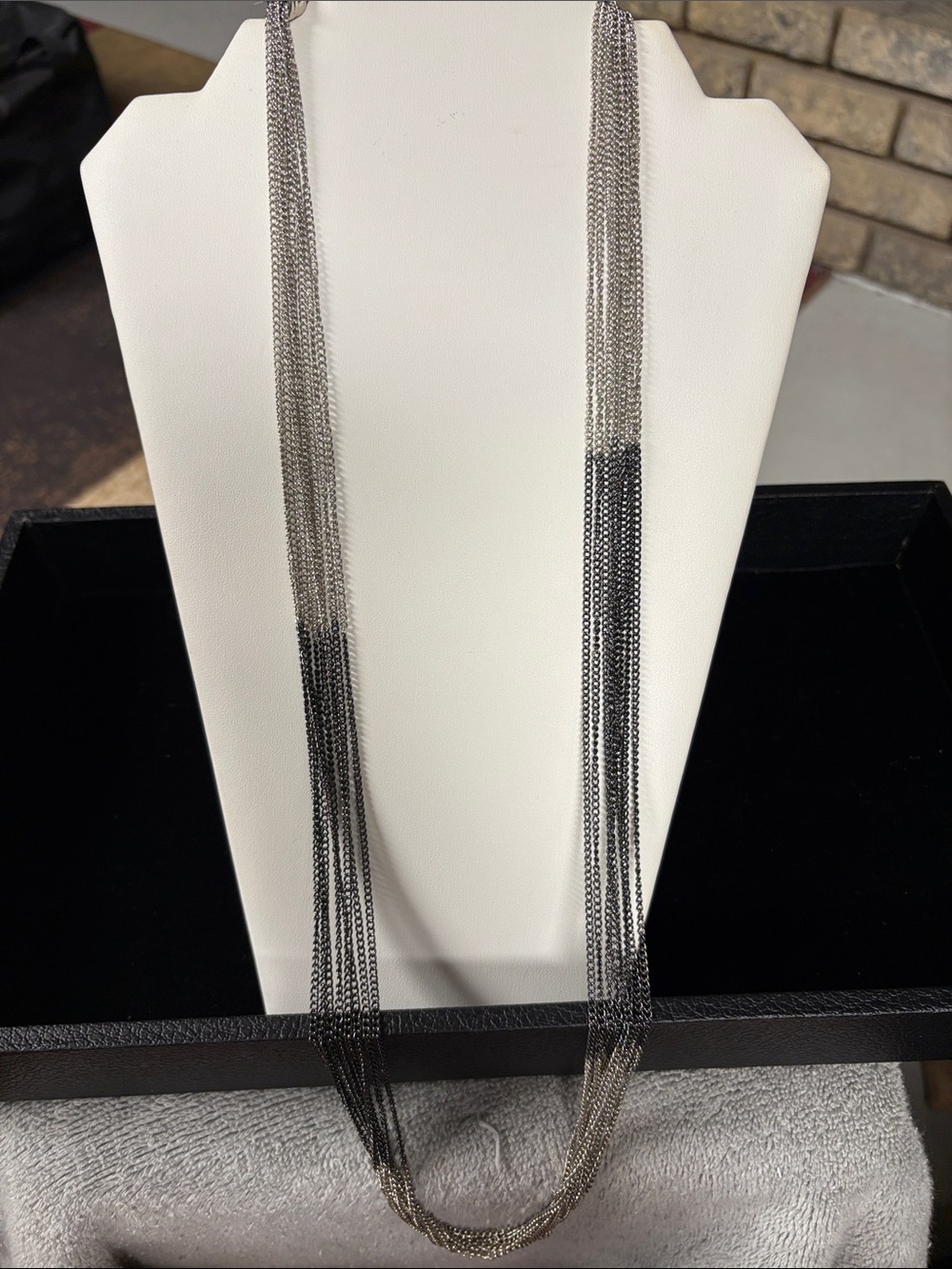 Premier Designs Multi-Strand Gradient Chain Necklace in Silver and Black